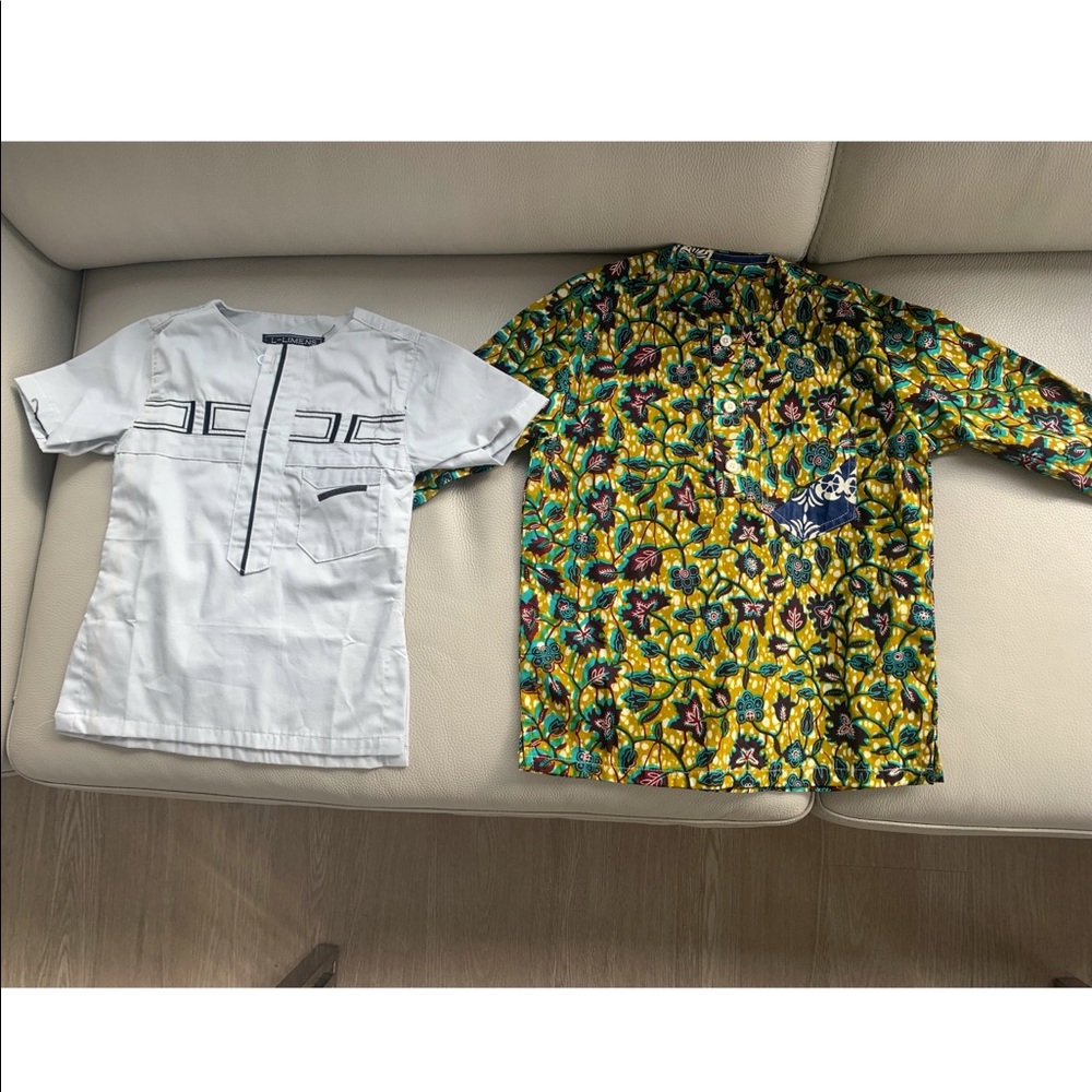 Toddler boys 2 shirt bundle - Authentic Ghanaian print. Made in a Ghana. SZ 2/3